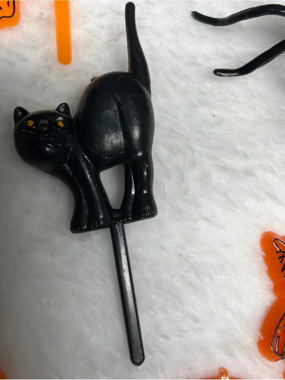 Vtg cupcake toppers Halloween Cat & Pumpkin Cupcake Picks - Orange & Black